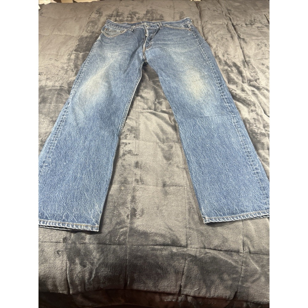 Vintage 80s Levis 501xx Jeans Mens 32x36 Actual 36x32 Blue Light Faded Wash USA‎